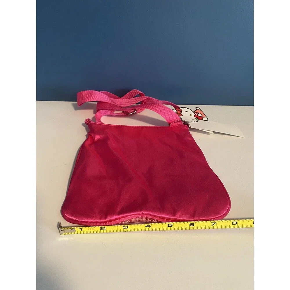Hello Kitty Pink Stripe Sequined Girl's Crossbody Bag 2012 Adjust Strap NWT 8x8”